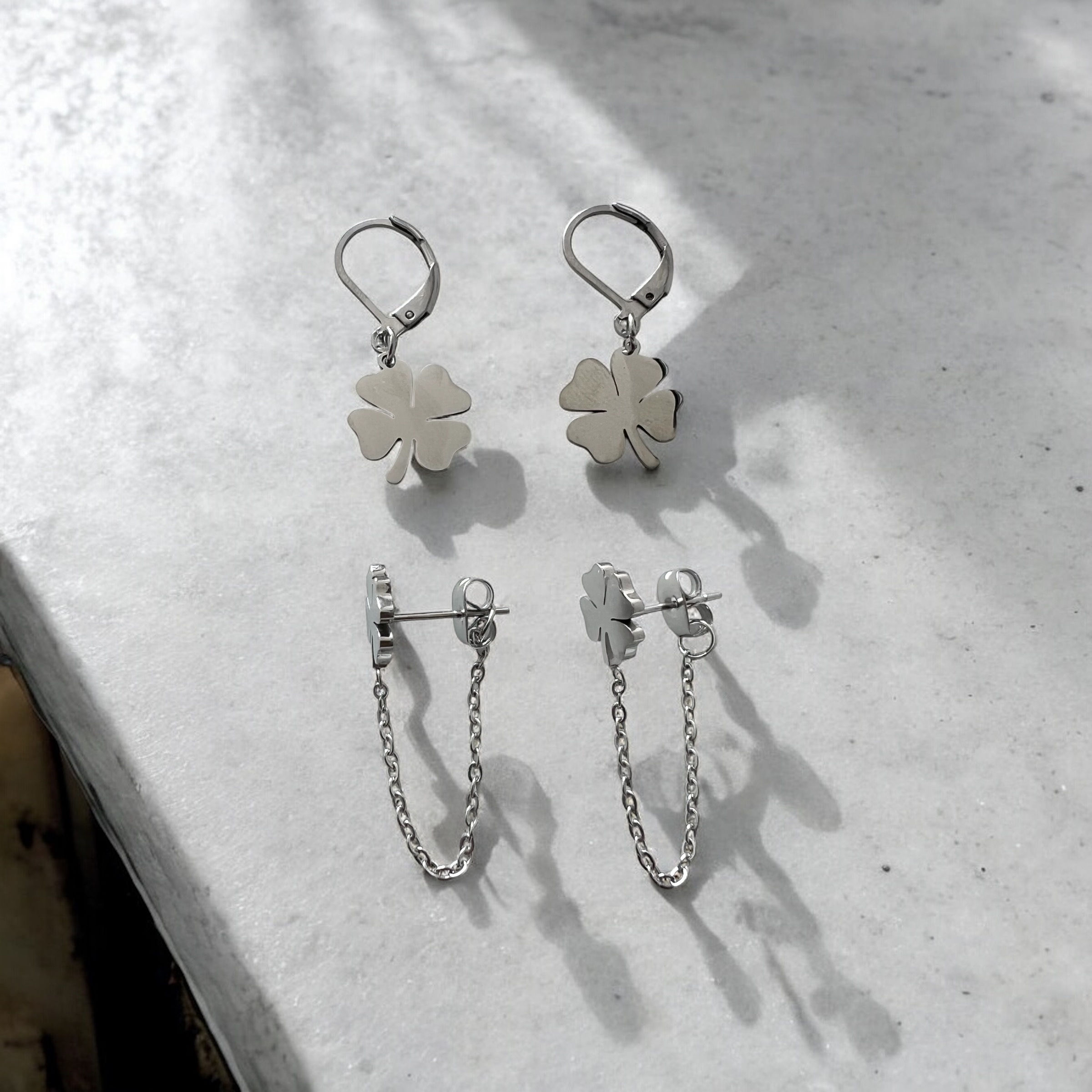 Four leaf clover earrings silver