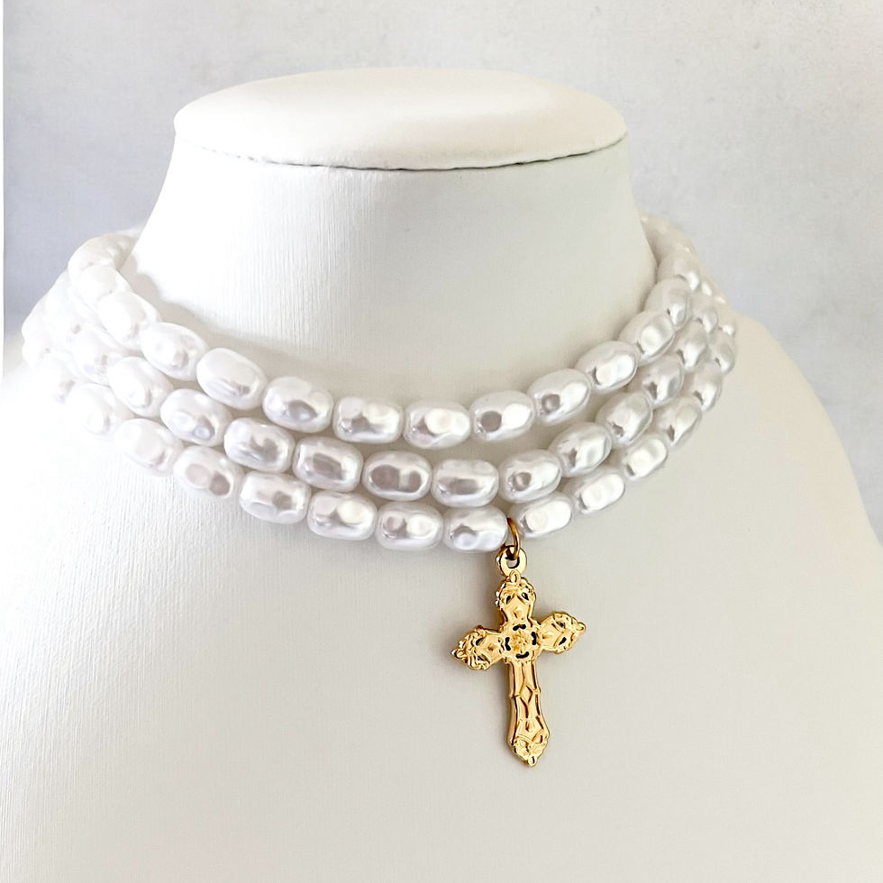 Miniaturbild: Pearl cross choker necklace