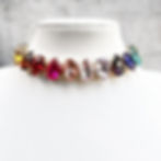 Crystal statement choker necklace rainbow