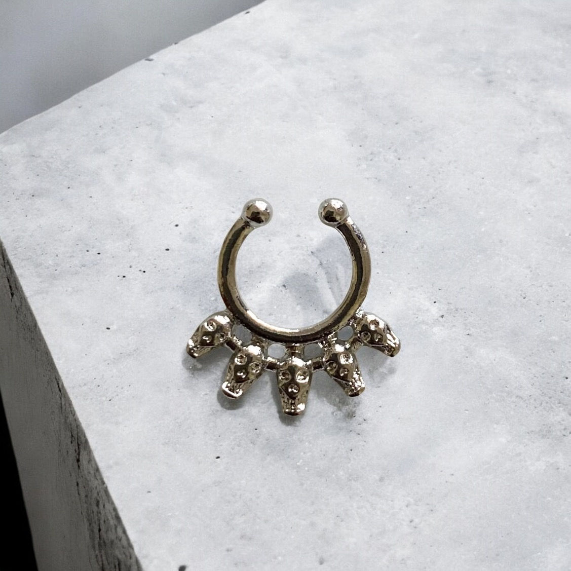 Faux skull septum ring silver