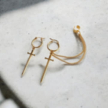 Iman (Premium) - Gothic Sword And Chain Ear Cuff Earrings