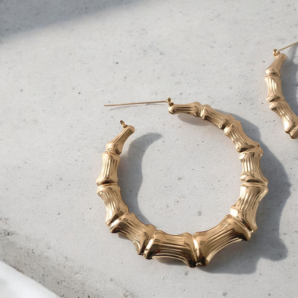 Miniature : Large bamboo hoop earrings