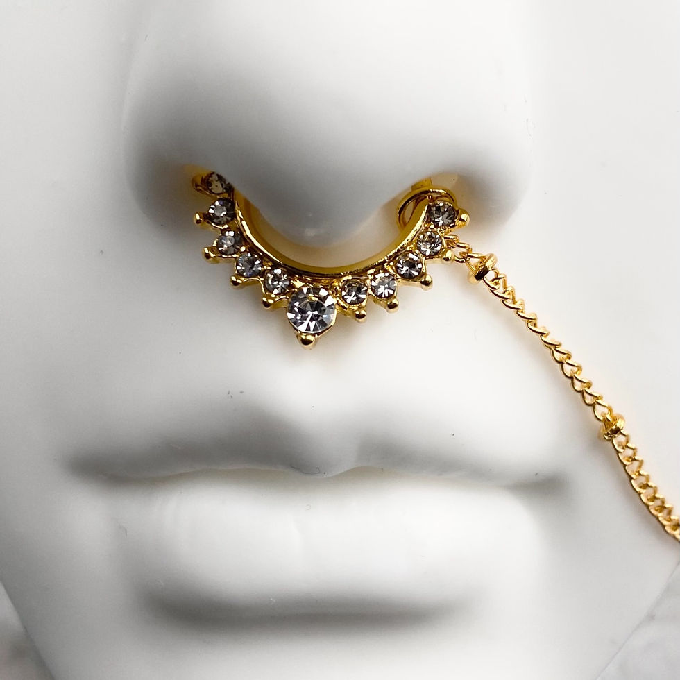 Thumbnail: Crystal and chain faux septum ring