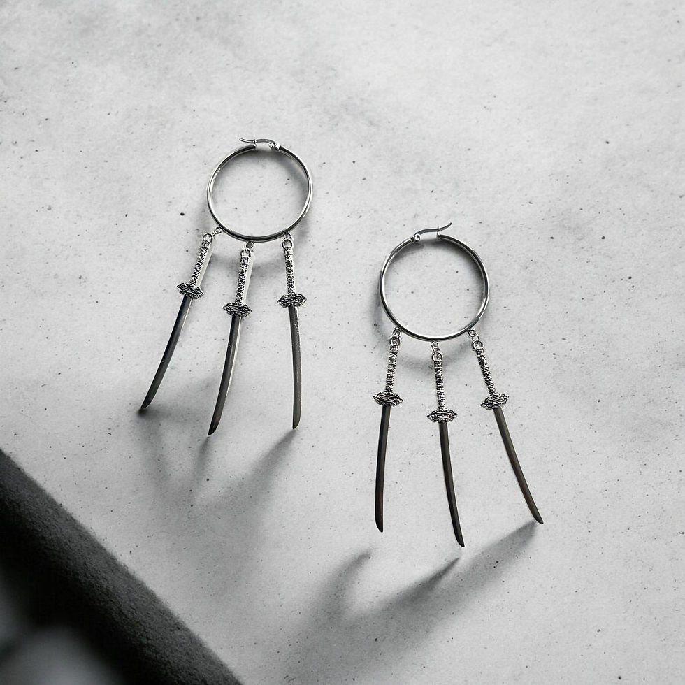 Miniatura: Zorah - Triple Dagger Sword Hoop Earrings