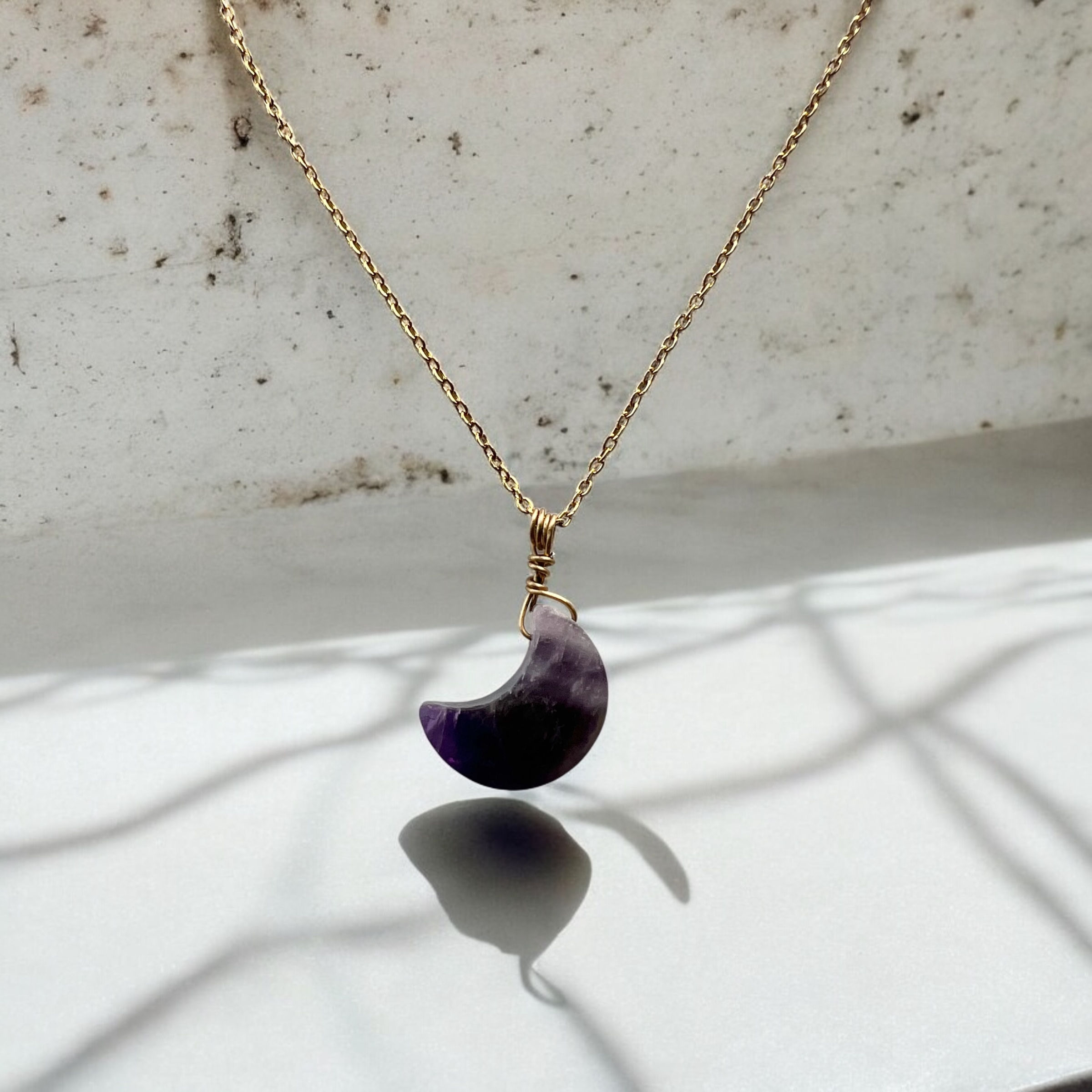 Moon amethyst necklace gold