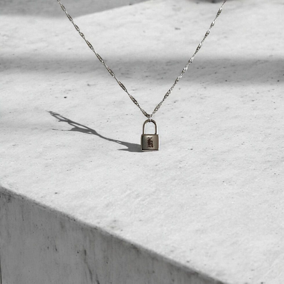 Initial padlock necklace silver