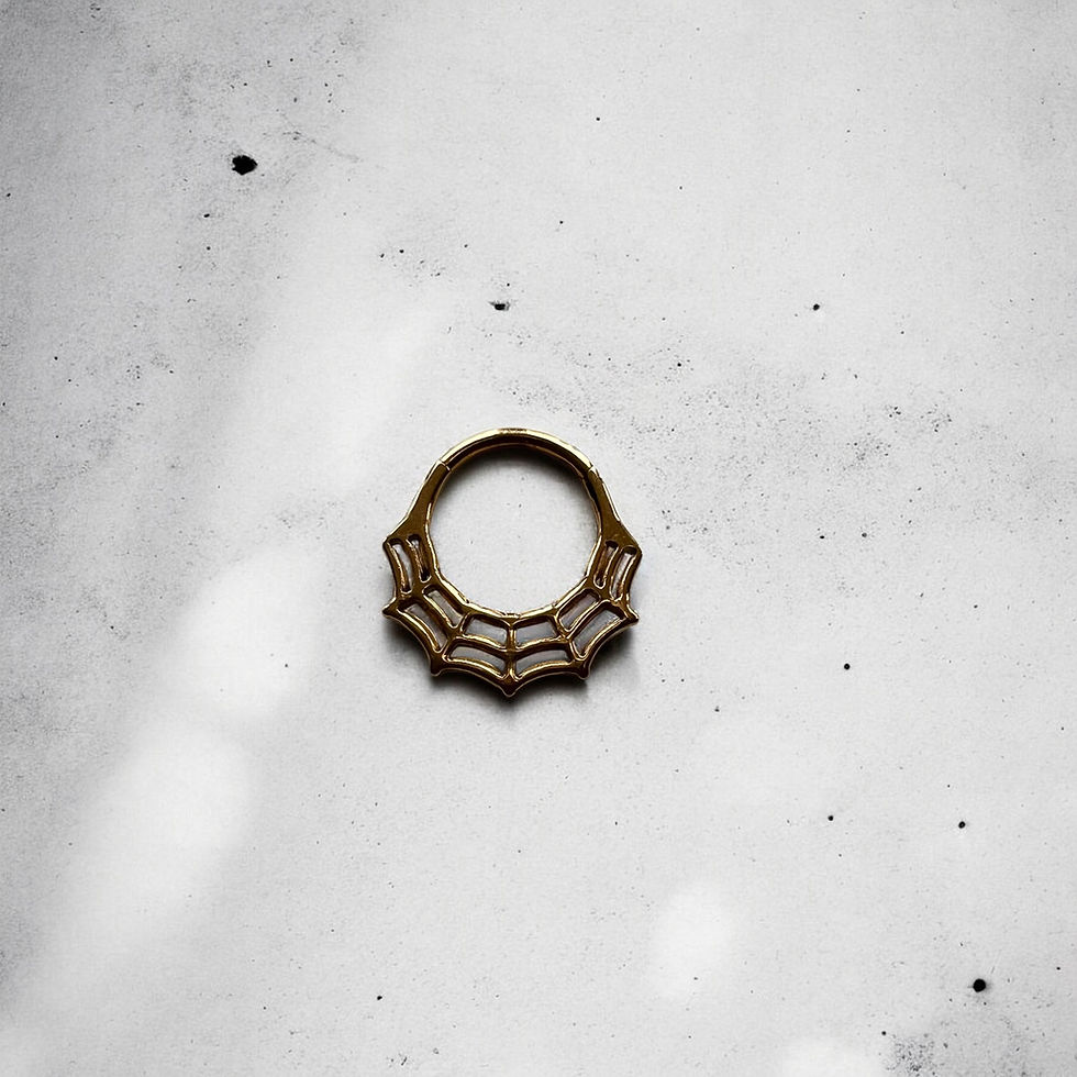 Miniatura: Spider web septum ring gold