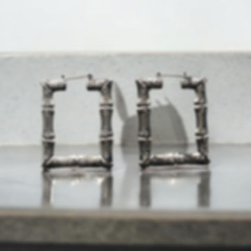 Large rectangle bamboo hoop earrings