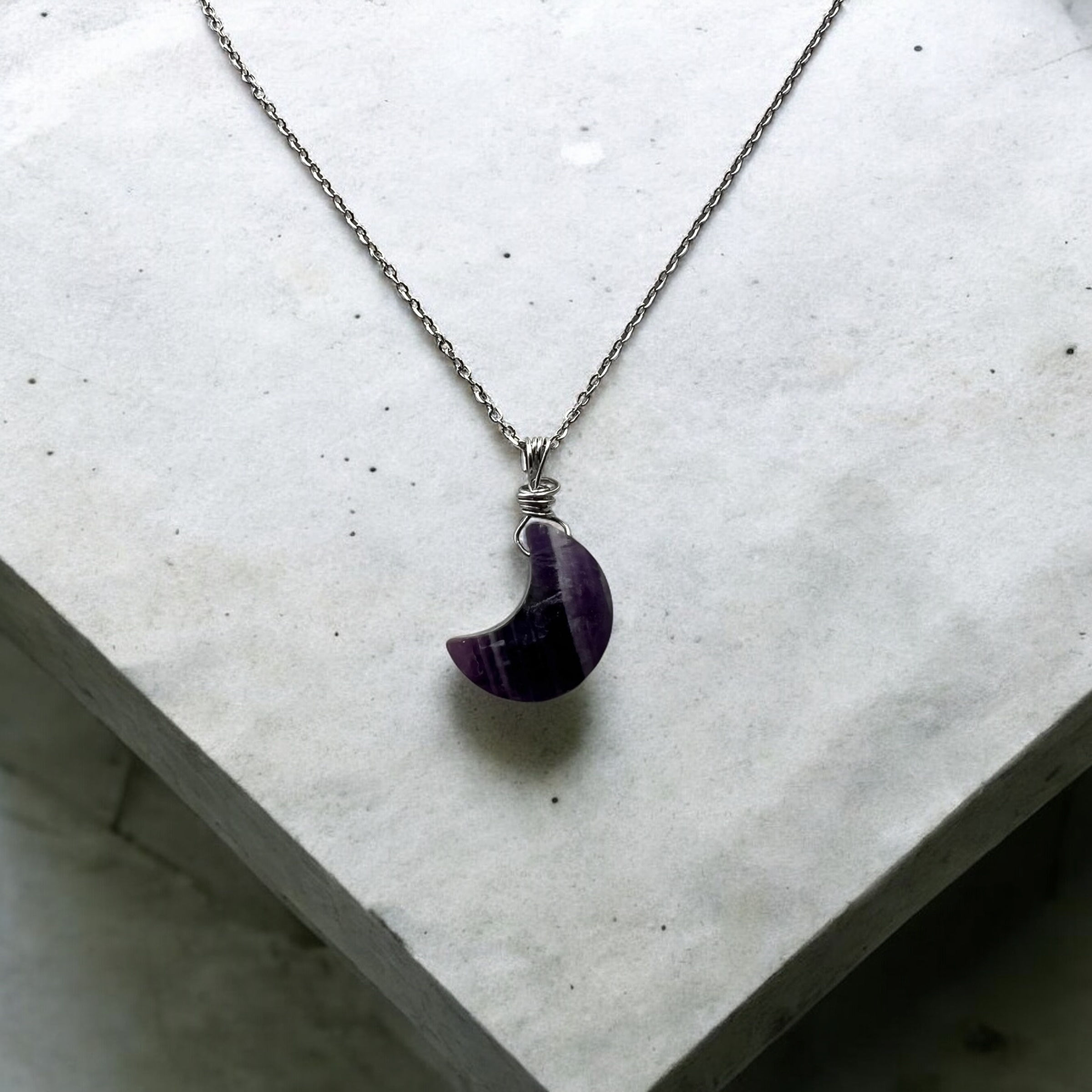 Moon amethyst necklace silver