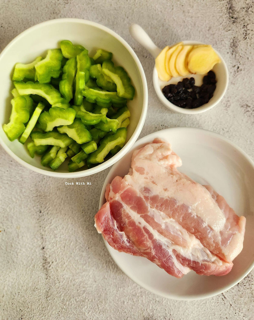 Braised Bitter Gourd with Pork Belly in Salted Black Beans