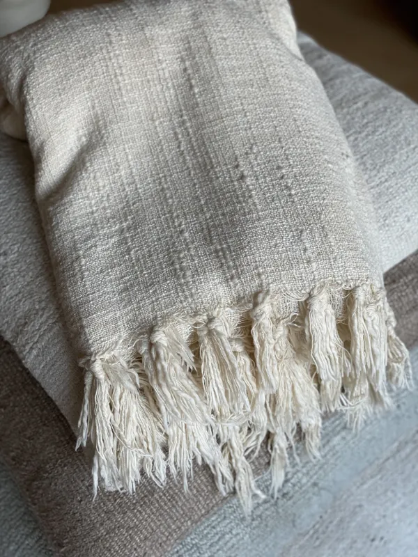 Thumbnail: HAND LOOMED NATURAL COTTON THROW