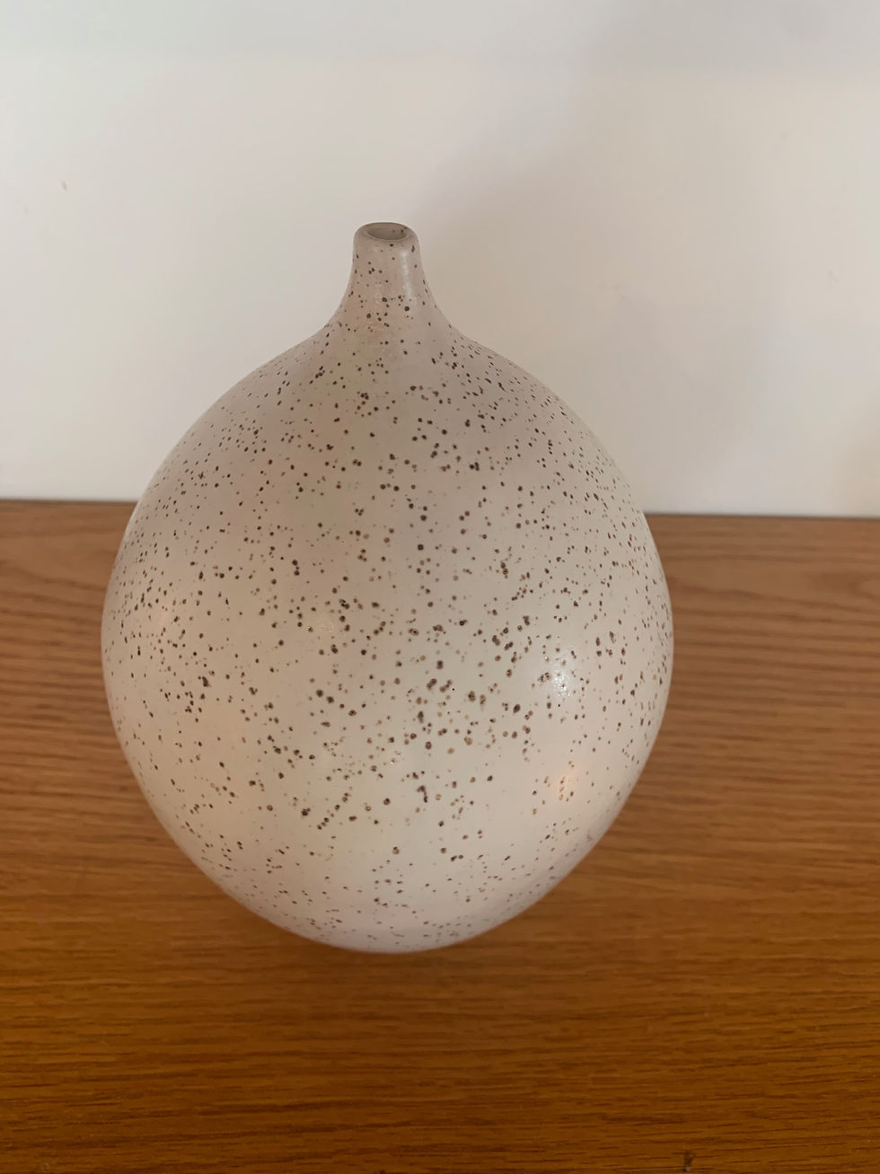 Tall Ceramic White Speckle Bud Vase