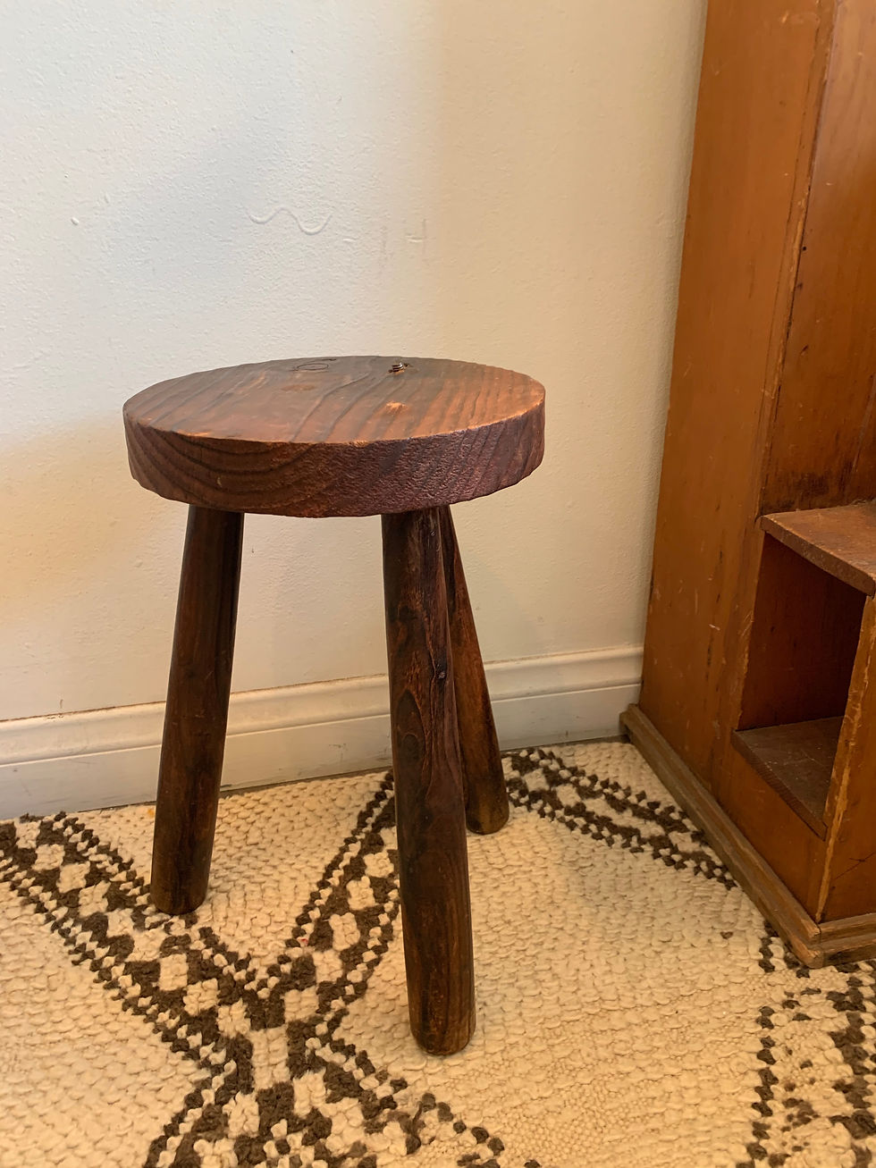 Thumbnail: Primitive French Wooden Small Stool