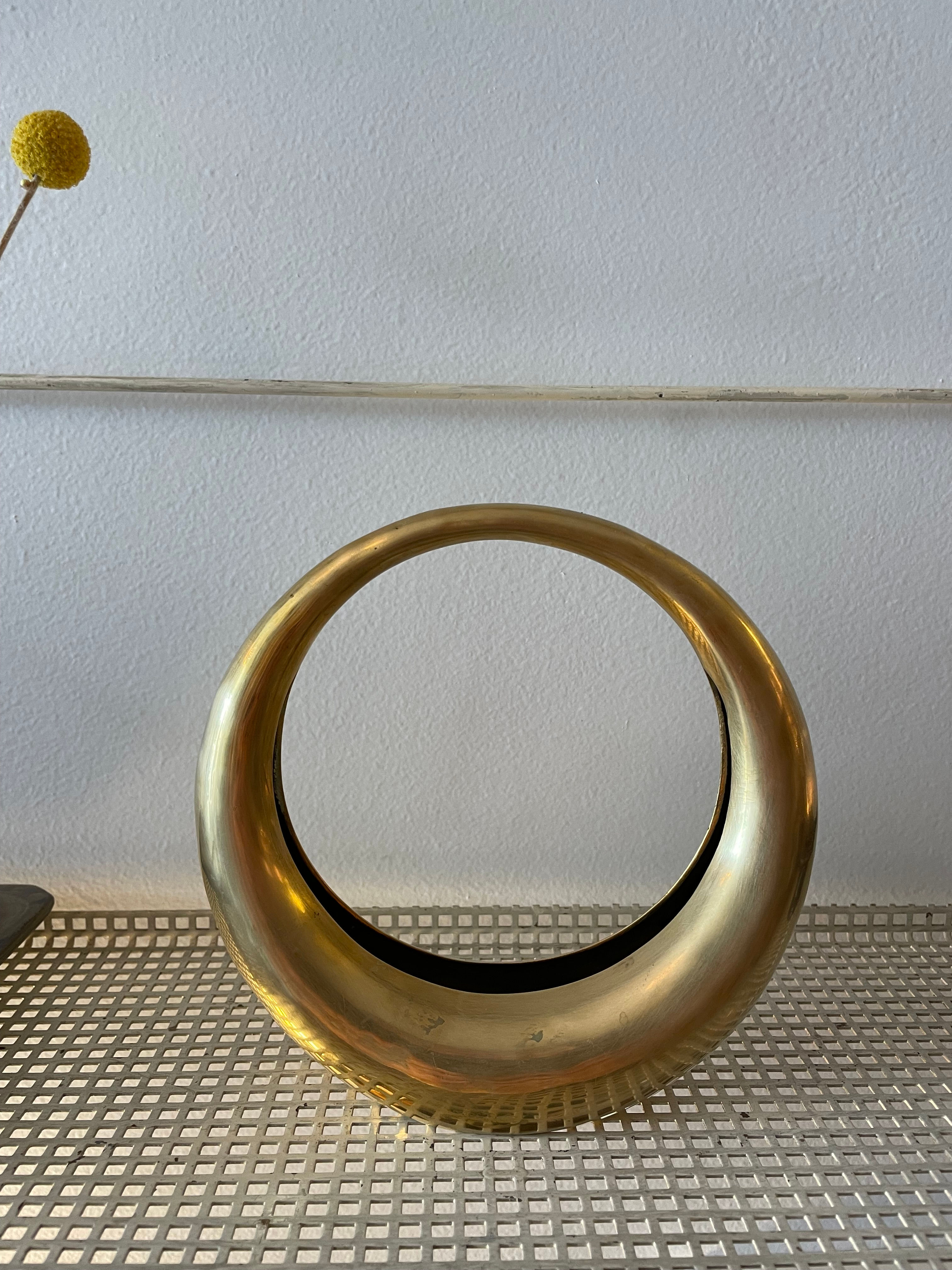 Vintage Brass Circle Ikebana Vase