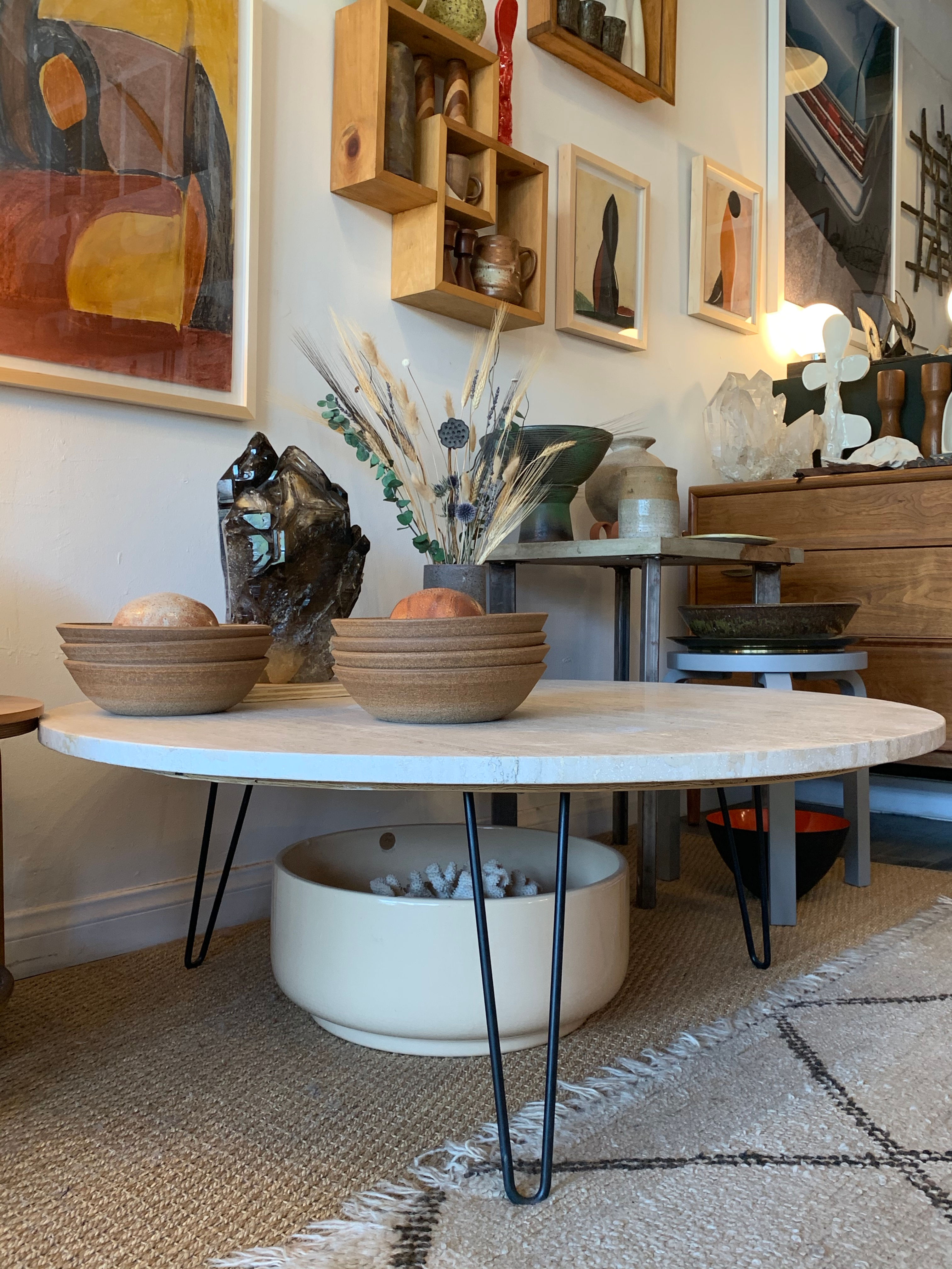 Travertine Round Coffee Table
