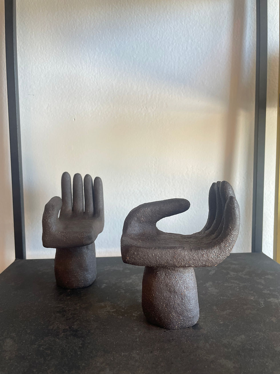 Thumbnail: Brown Ceramic Standing Hand  by Dorien Garry