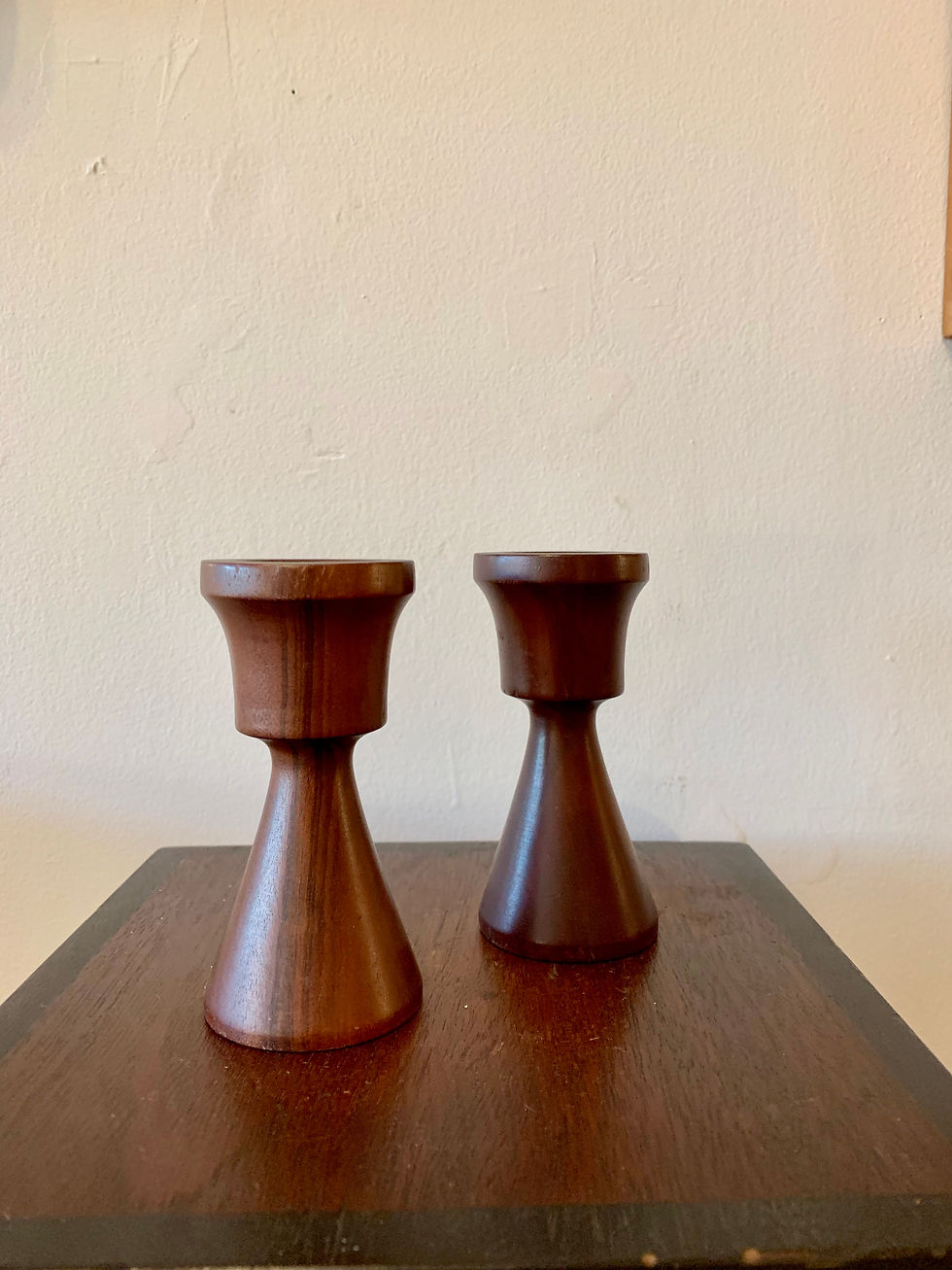 hand carved wooden candlesticks