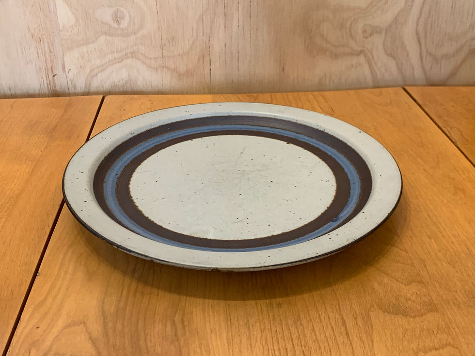Thumbnail: Blue Circle Stoneware Ceramic Plate - JAPAN