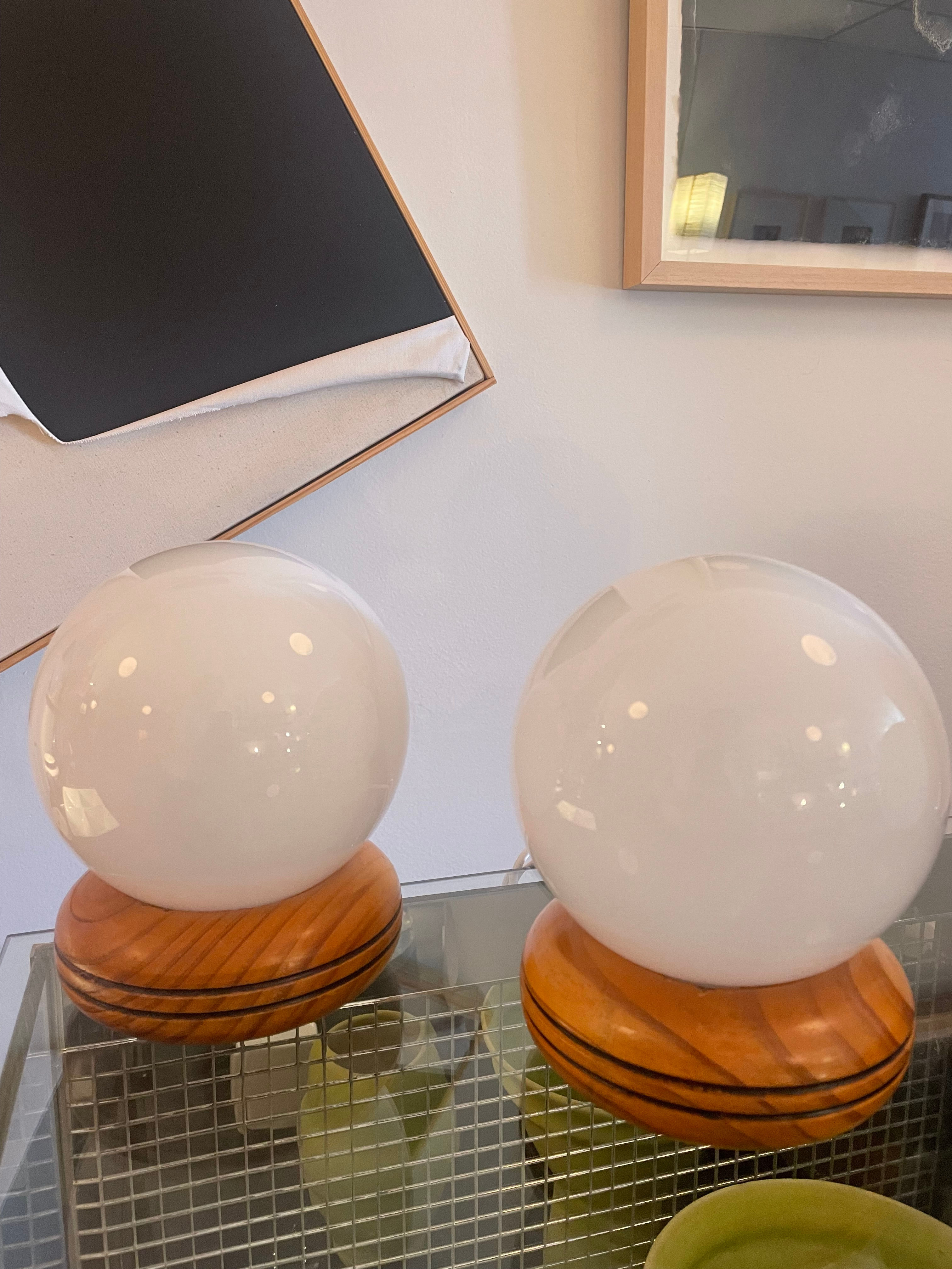 Pair of French Vintage Globe Lamps