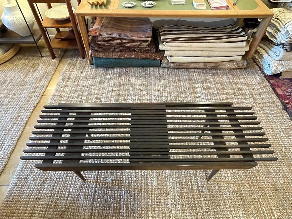 Thumbnail: Extendable Wooden Slat Bench