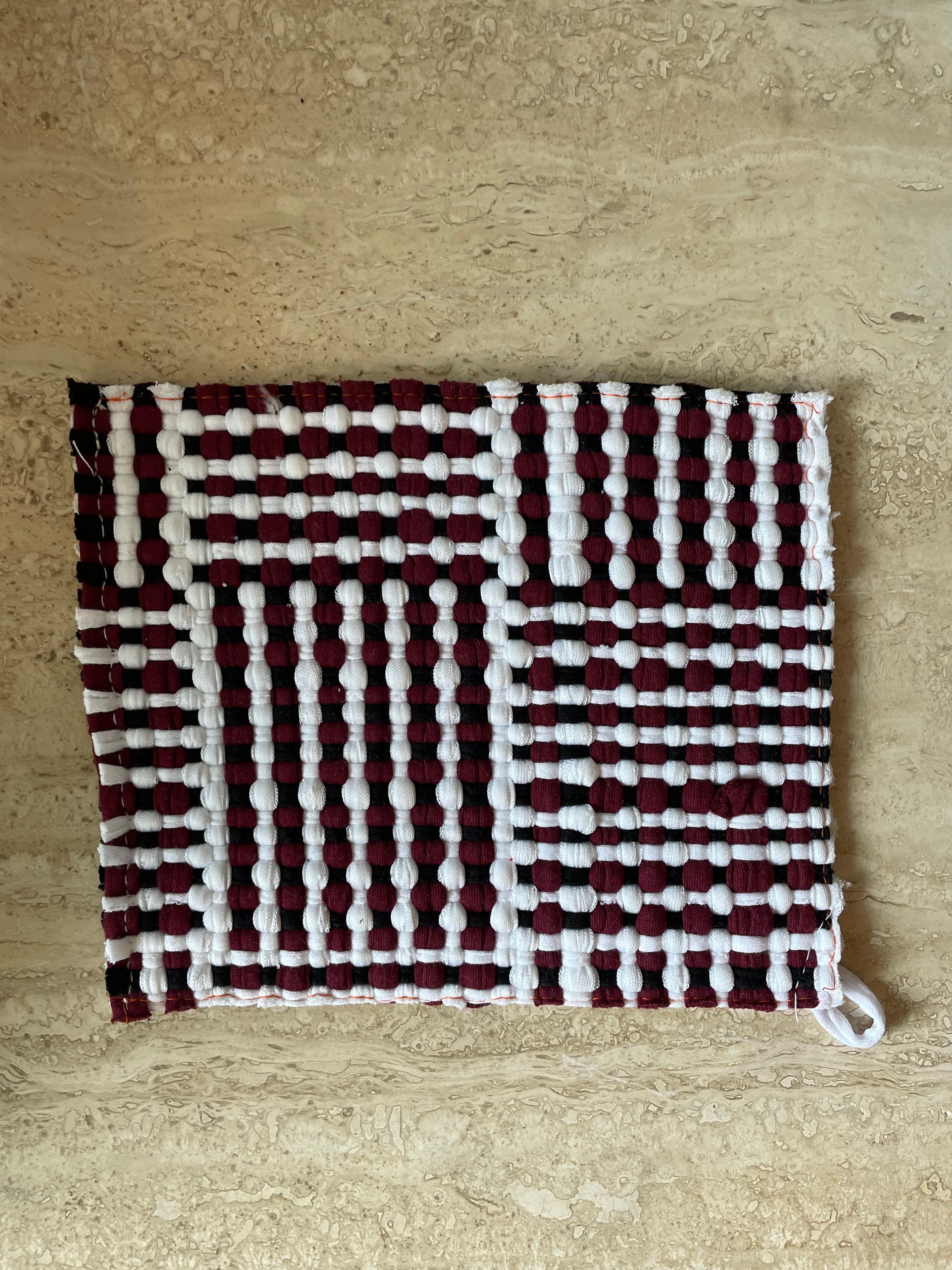 Maroon -Hand Woven Cotton  Pot Grabber / Matt / Coaster/ Trivet