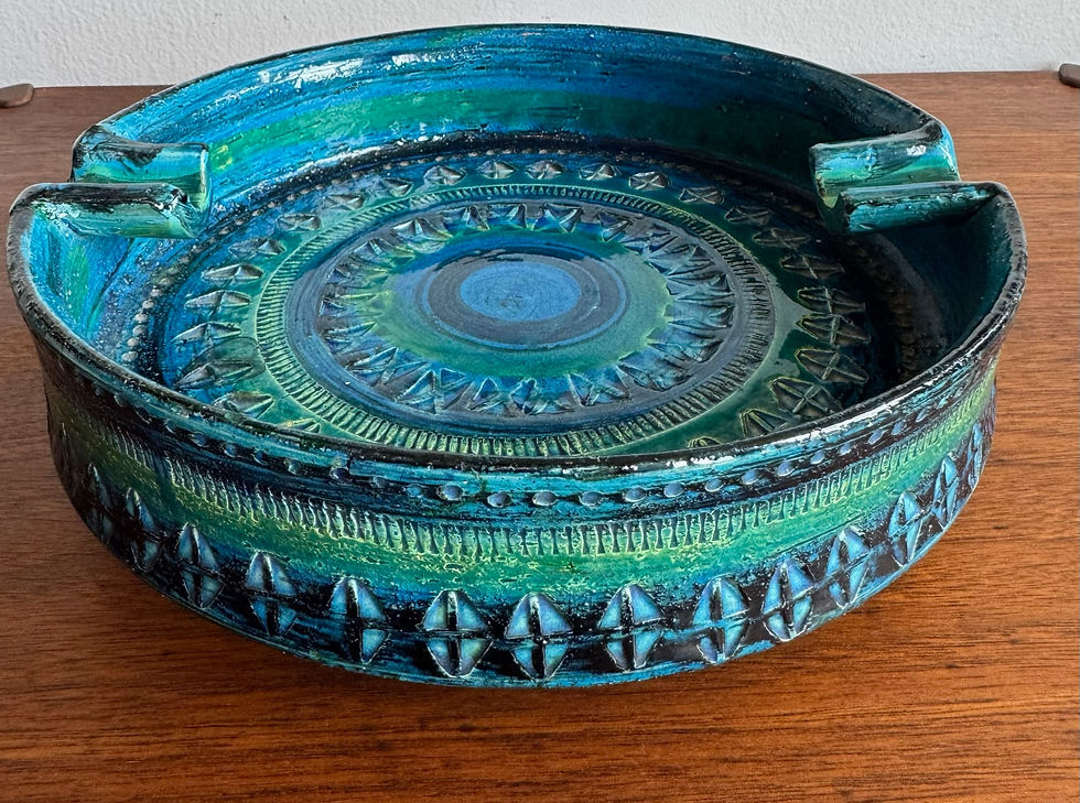 Thumbnail: 'Bitossi' Aldo Londi Rimini Blue Ceramic XL Round Bowl / Ashtray