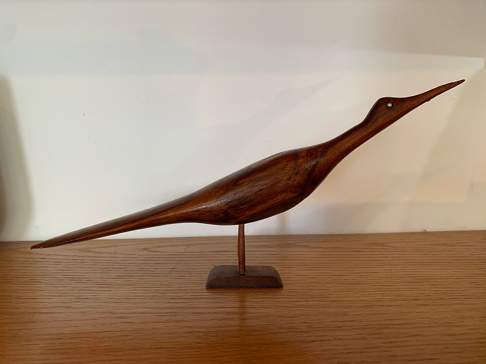 Thumbnail: Vintage Wooden Bird with Beaded Eye