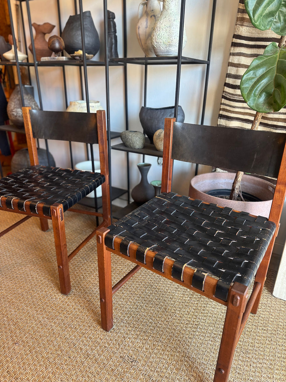 Thumbnail: Pair of Leather Woven Chairs by Robert Baron for Glenn of California