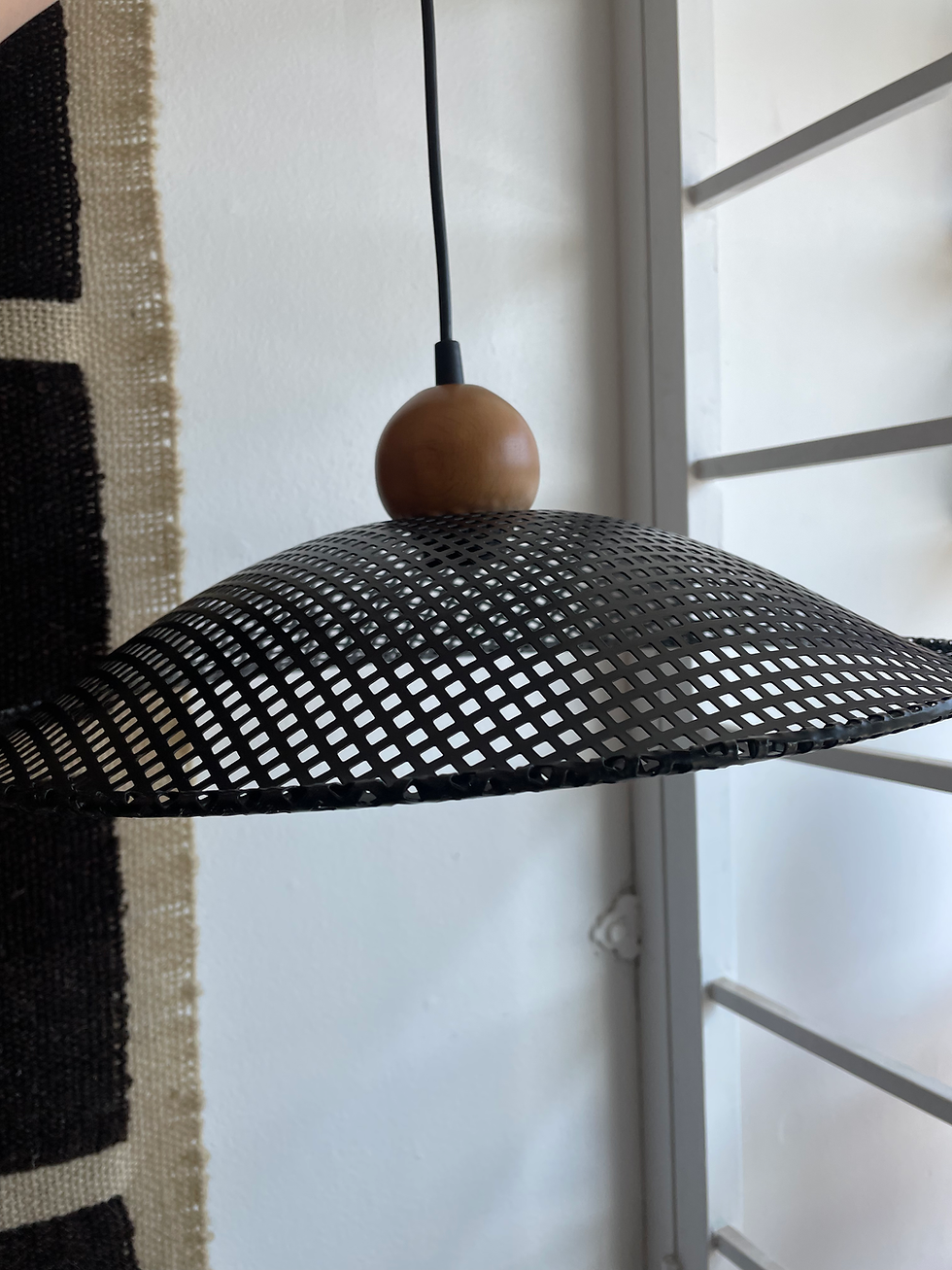 Thumbnail: 1980's Black Metal Perforated Pendant Light