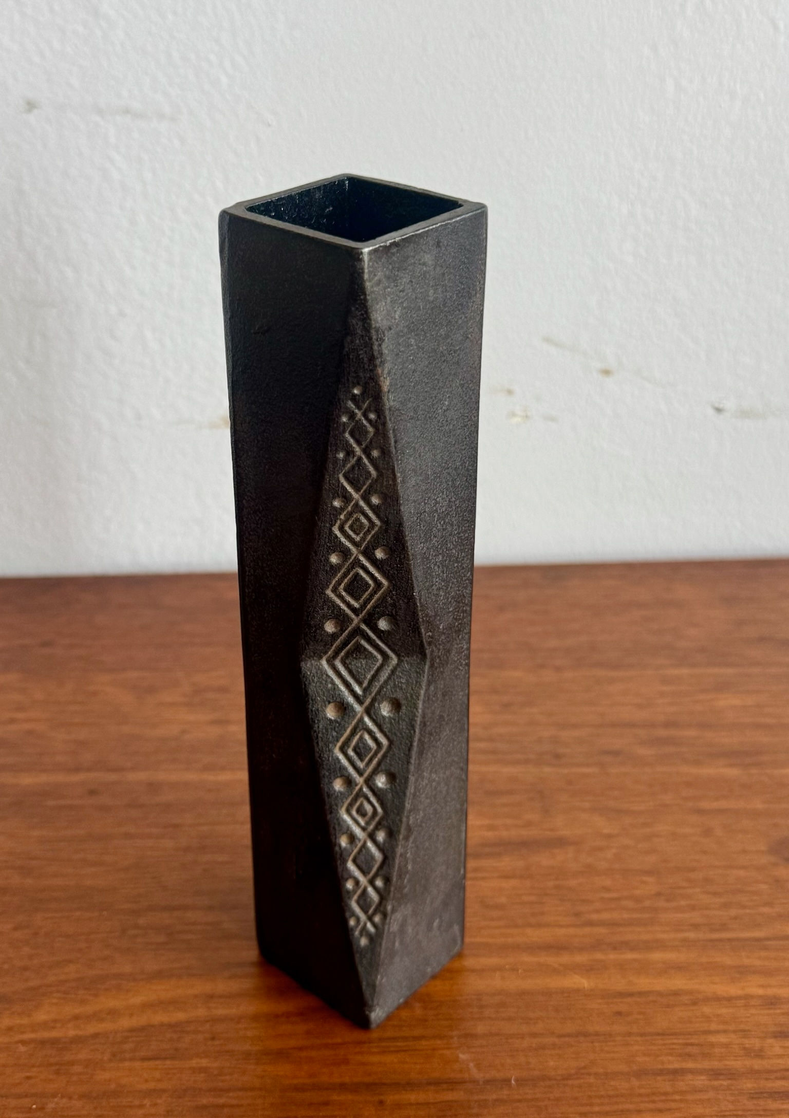 1960's Japanese Iron Vase with Pattern