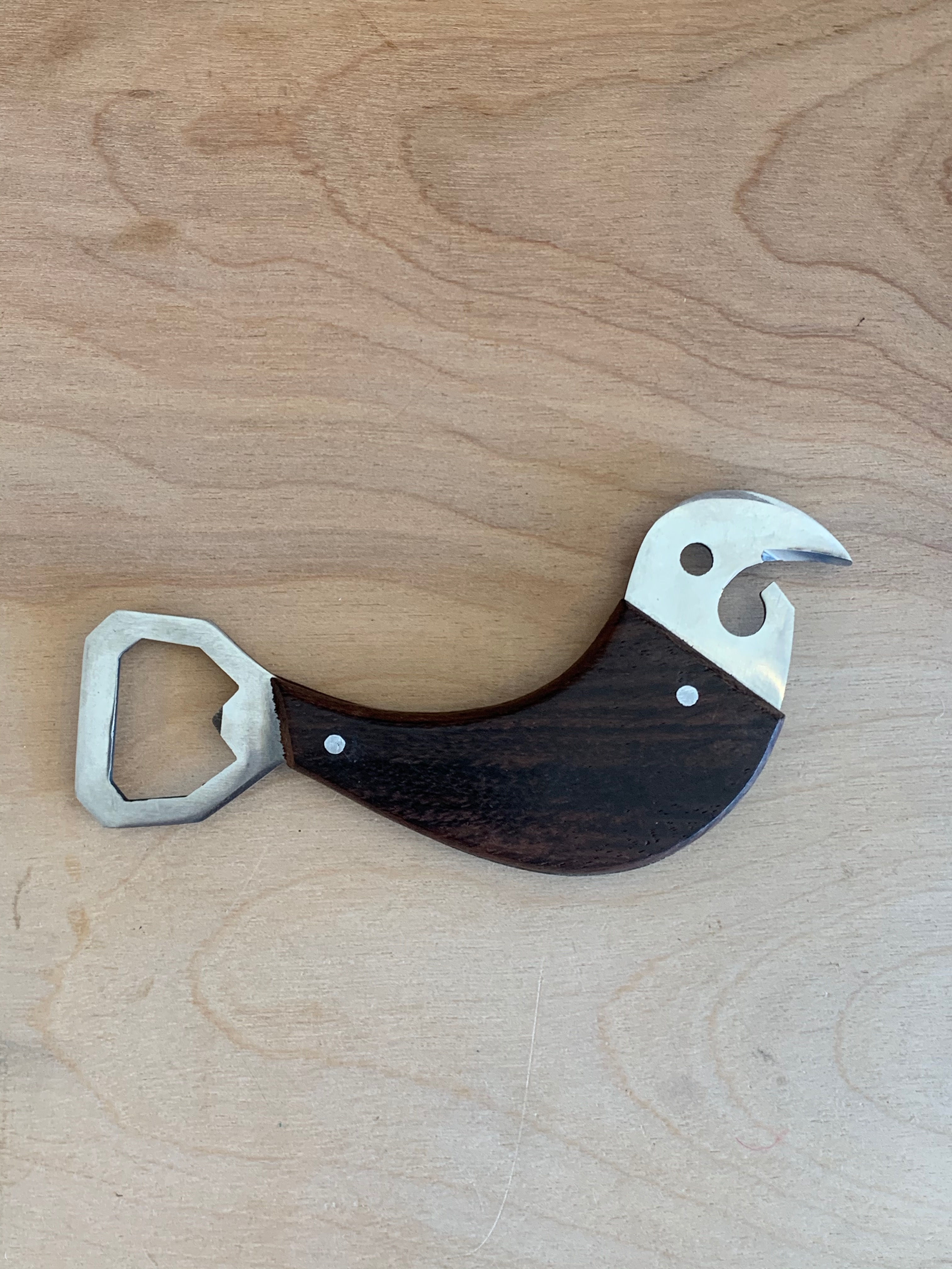 Steel & Wood Fish Bottle Opener