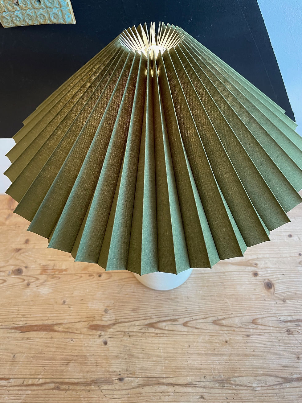 Thumbnail: Ceramic Table Lamp w/ Green shade by Salamat