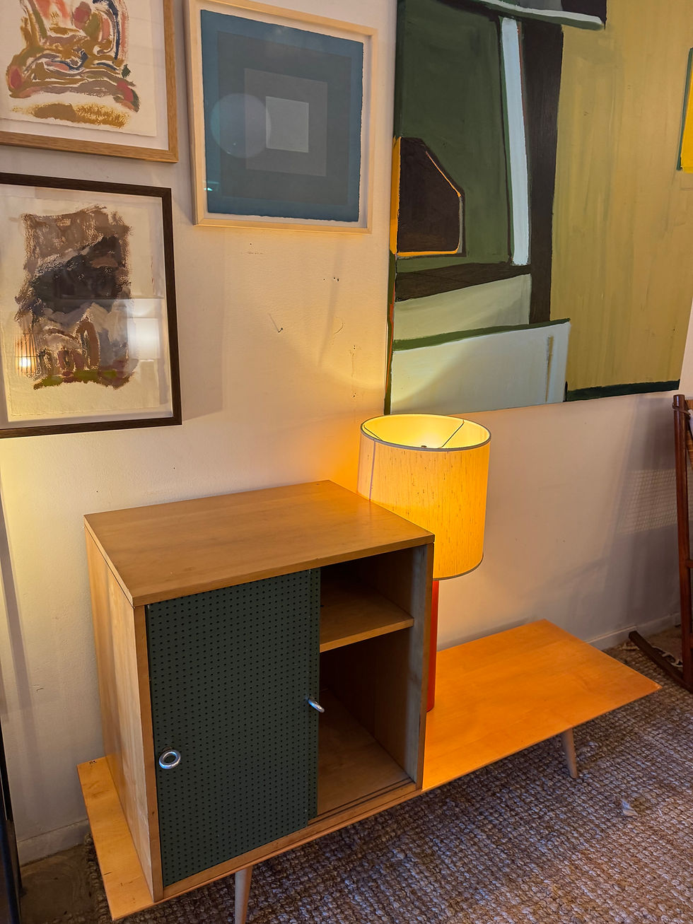 Thumbnail: Paul McCobb Bench and  Cabinet Original Planner Group by Winchendon Birch Wood