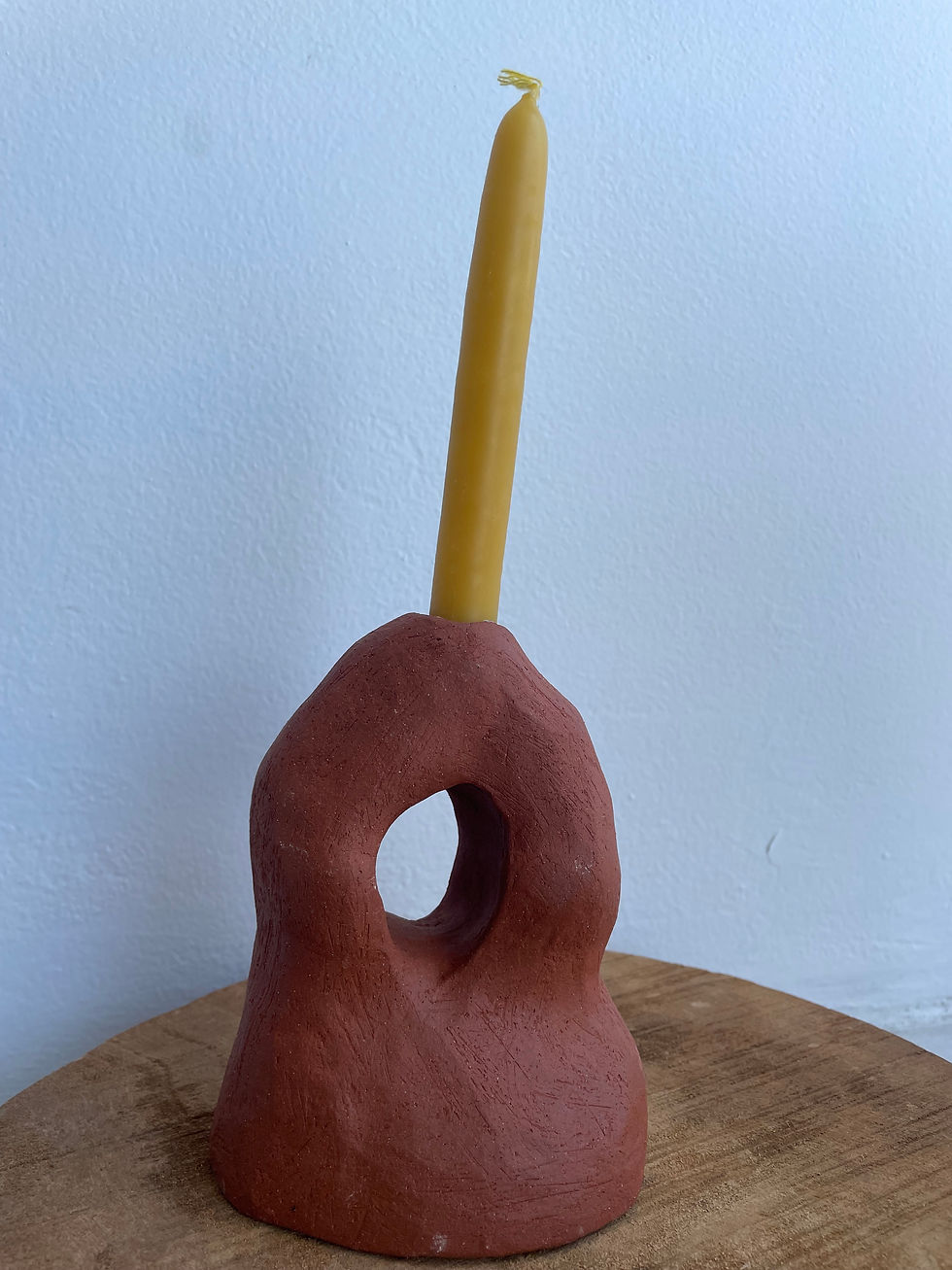 Thumbnail: Red Ceramic Abstract Candle Holder / Object