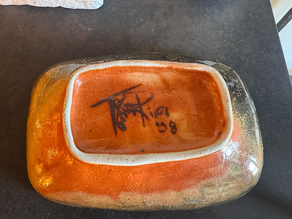 Thumbnail: Vintage Italian Orange Abstract Ashtray
