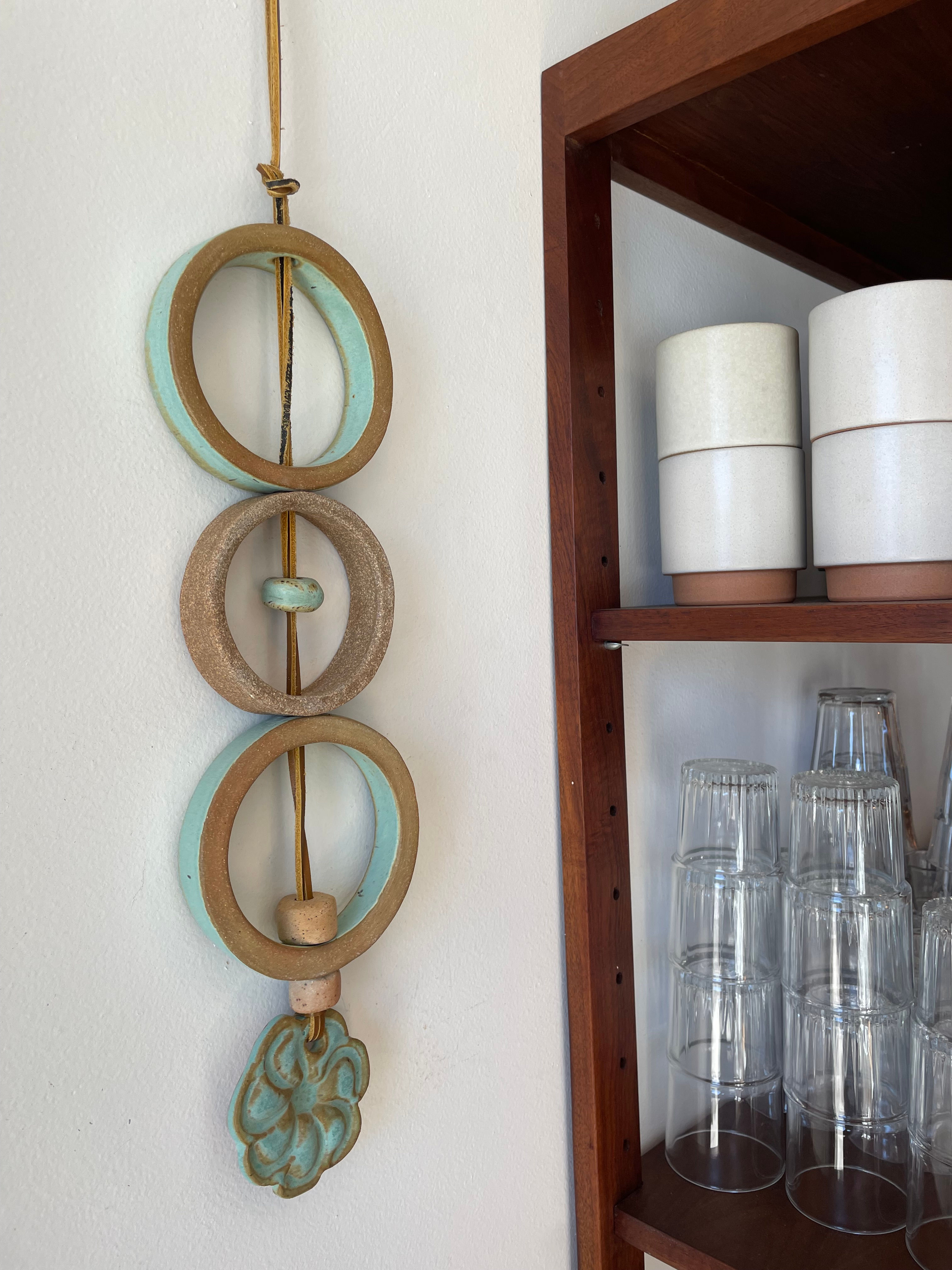 Turquoise Ceramic Cirlce/ Flower Wall Hanging