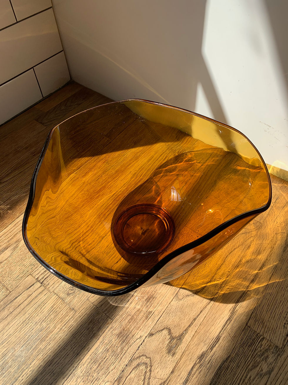 Thumbnail: Amber Handblown Vintage Fruit Bowl