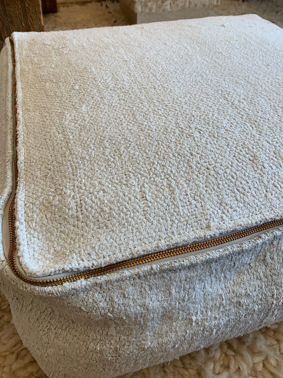 Thumbnail: Large White Square Hemp Floor Pillow
