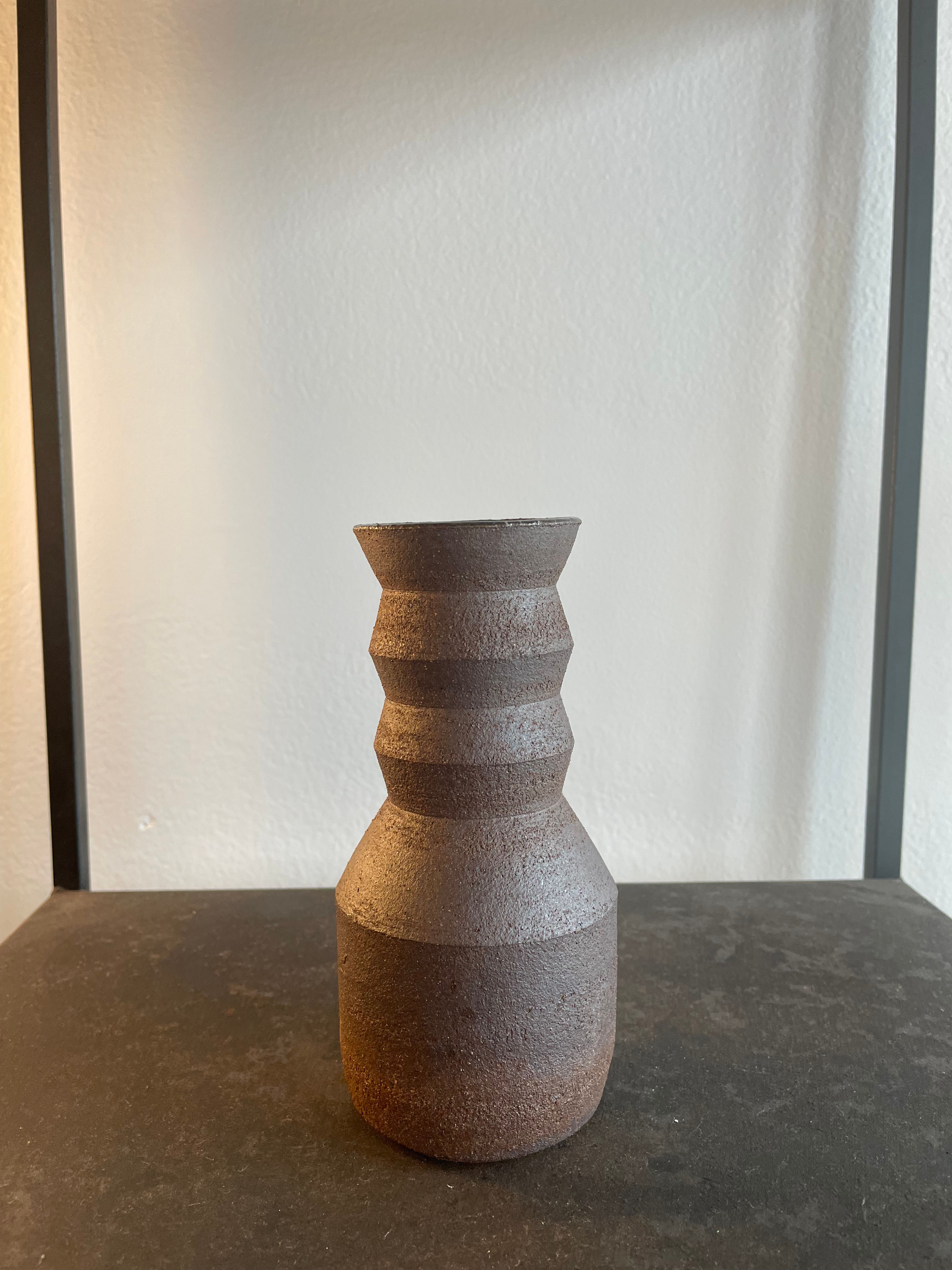 Medium Angled Neck Vase Dark Brown by Olivia Snow