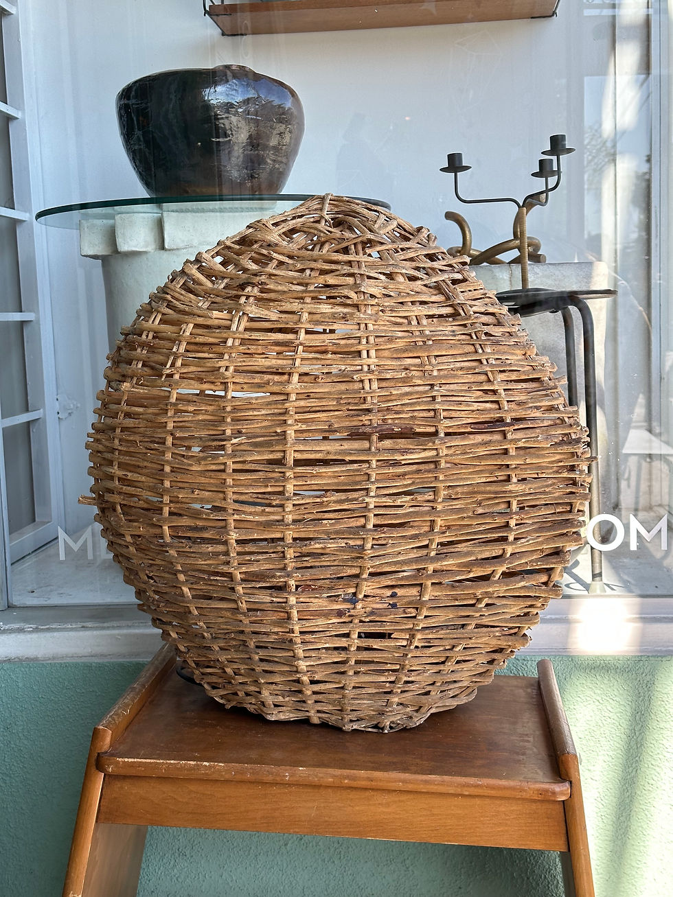 French Vintage Wicker Floor Lamp