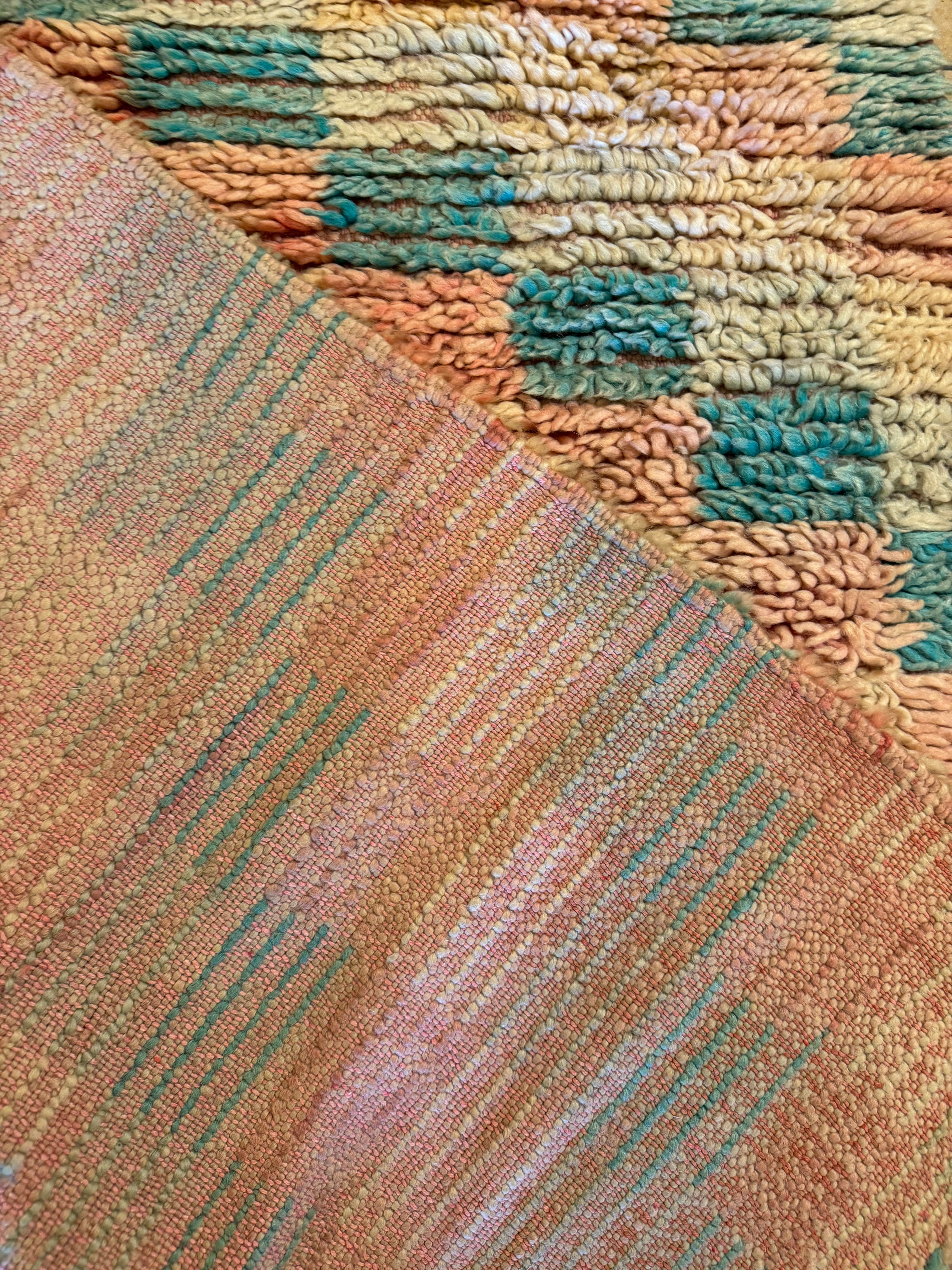 1960's Vintage Checkered Pink/ Teal Boujad Runner