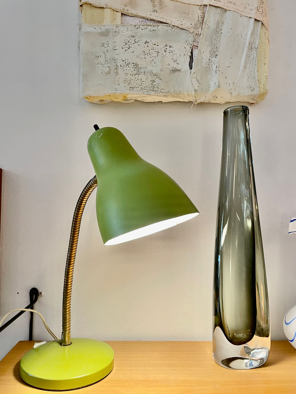 Thumbnail: Vintage Green Gooseneck Table Lamp