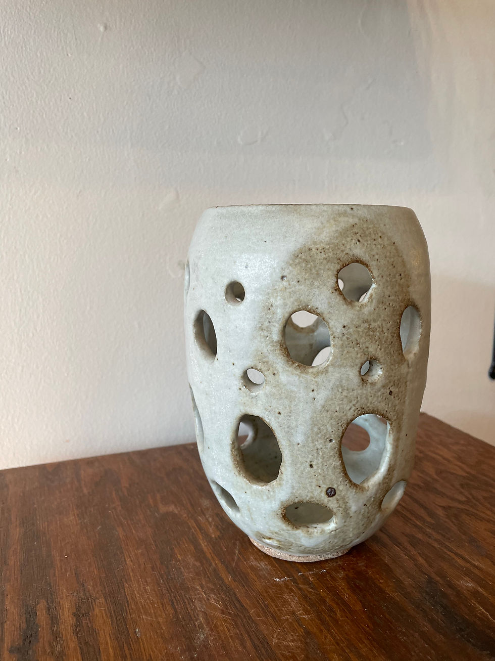 Thumbnail: Large Ceramic Candle Holder with Circles by Deborah Levin