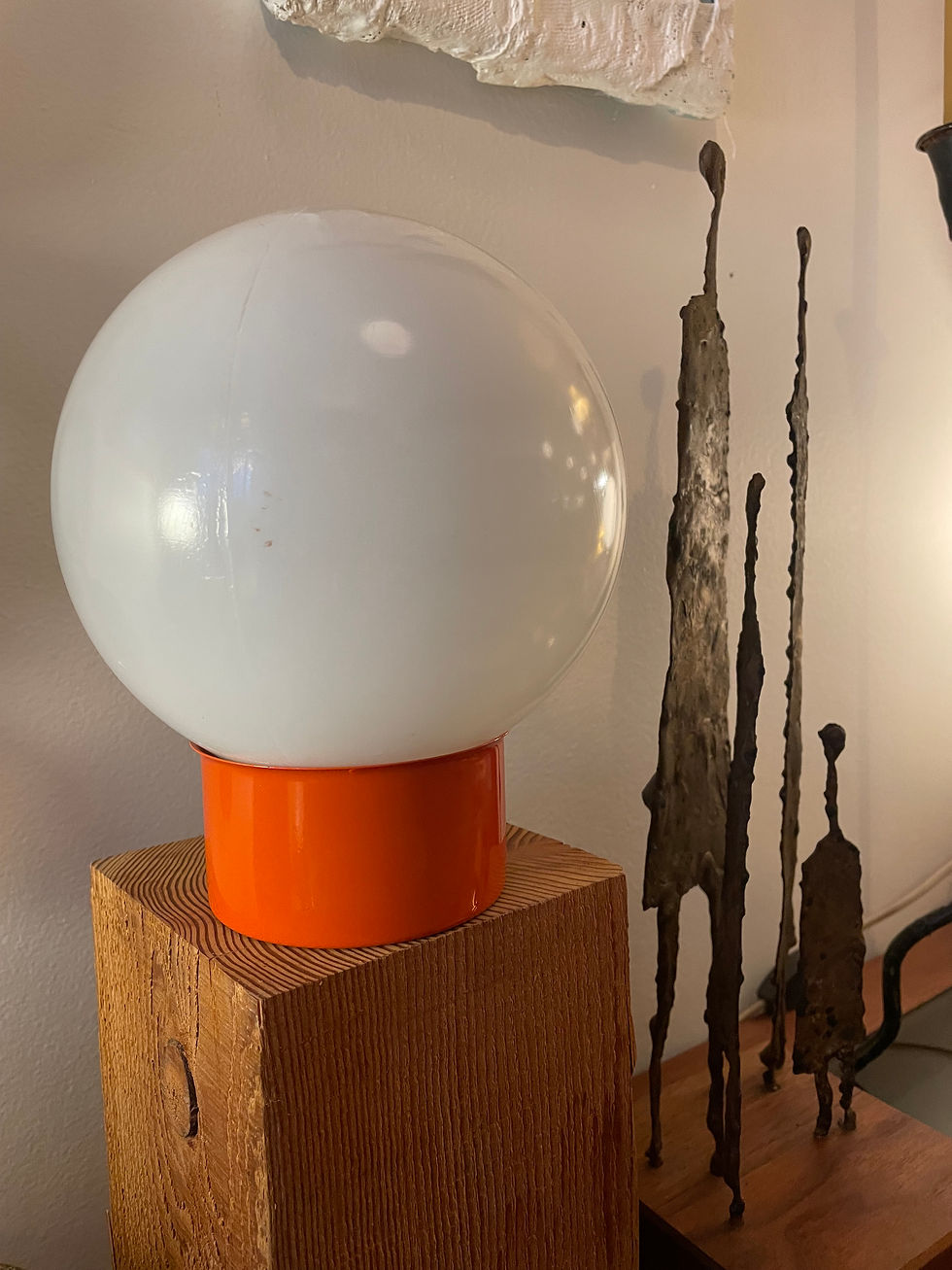 1970's Orange Globe Lamp