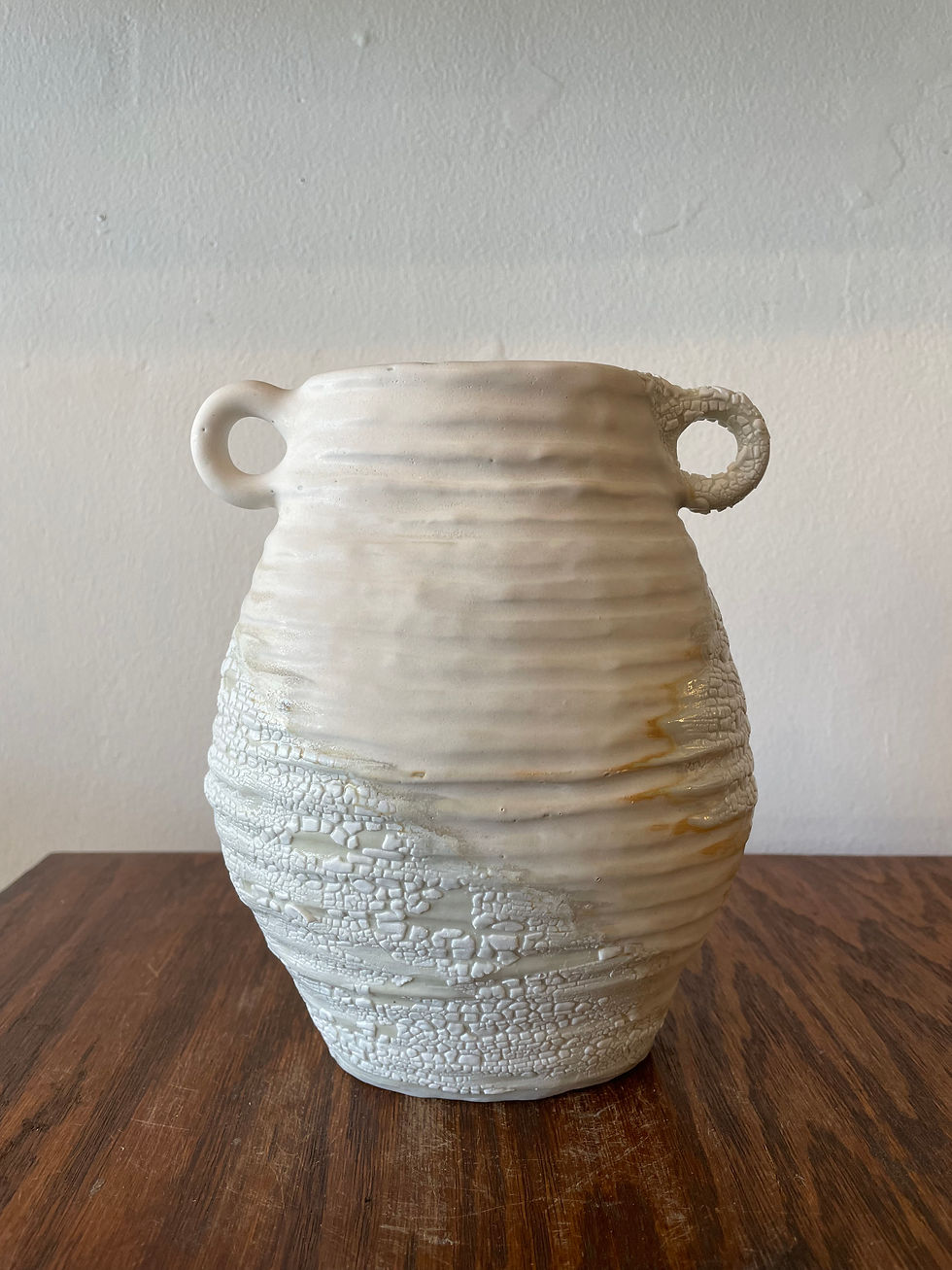 Thumbnail: White mini Crackle Vase by Clare Fawn
