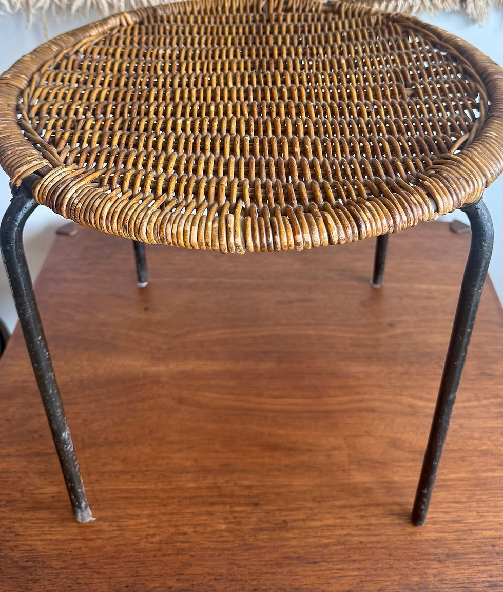 Thumbnail: 1950's Rattan/ Iron Stool in the style of Carl Auböck