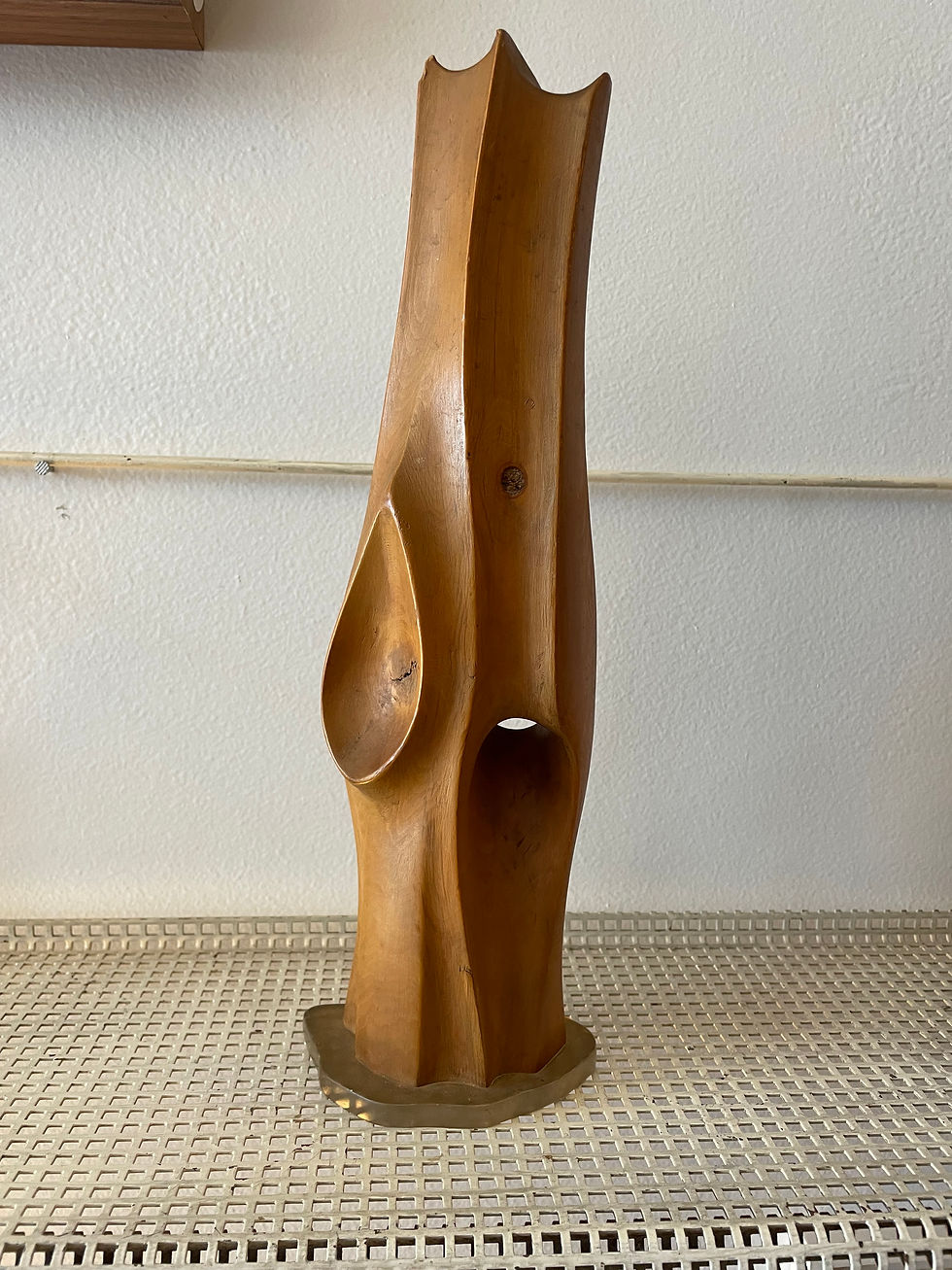 Thumbnail: 1950's Modernist Abstract Signed Wooden Sculpture