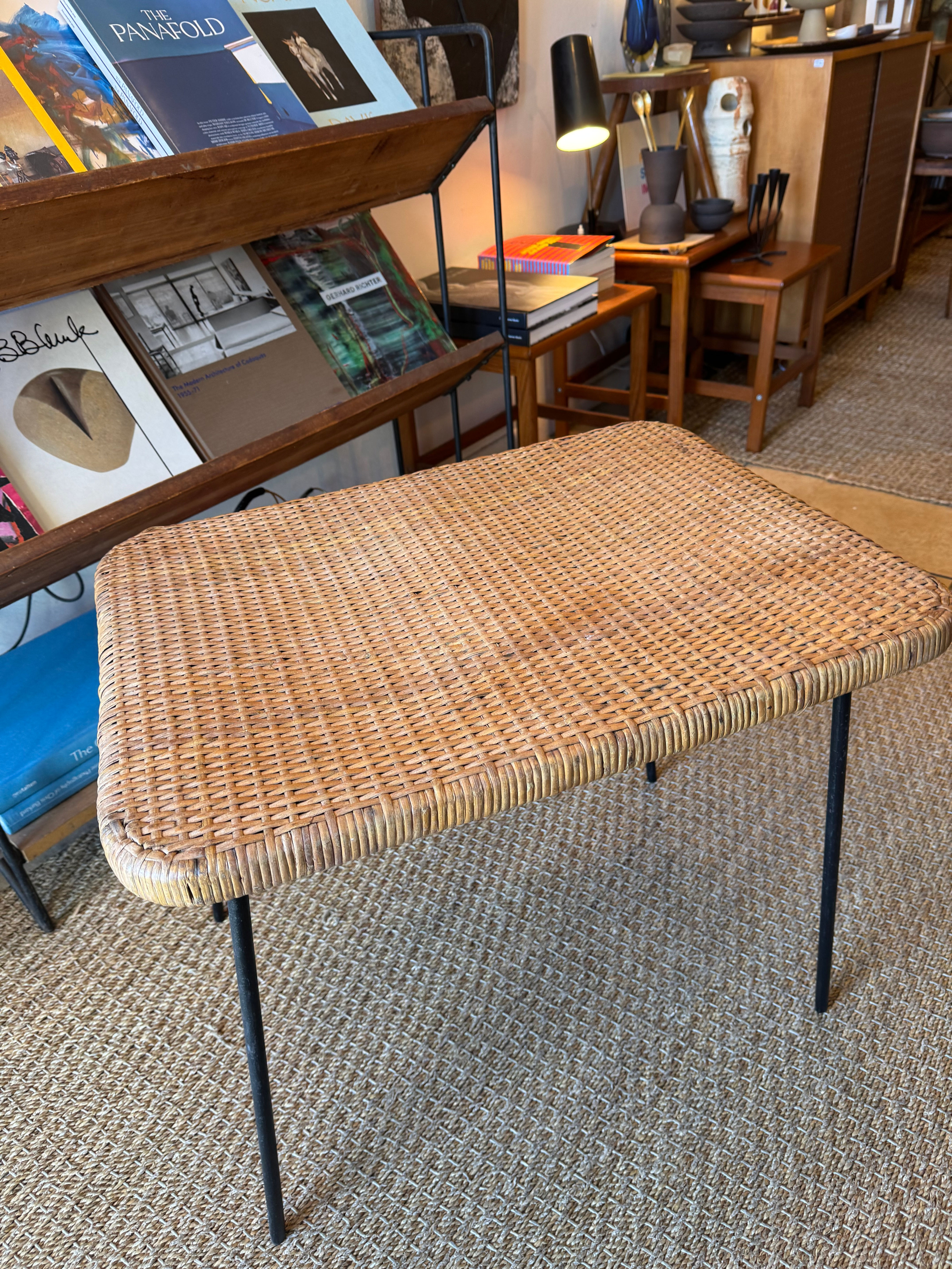 MCM Rattan/ Iron Side Table