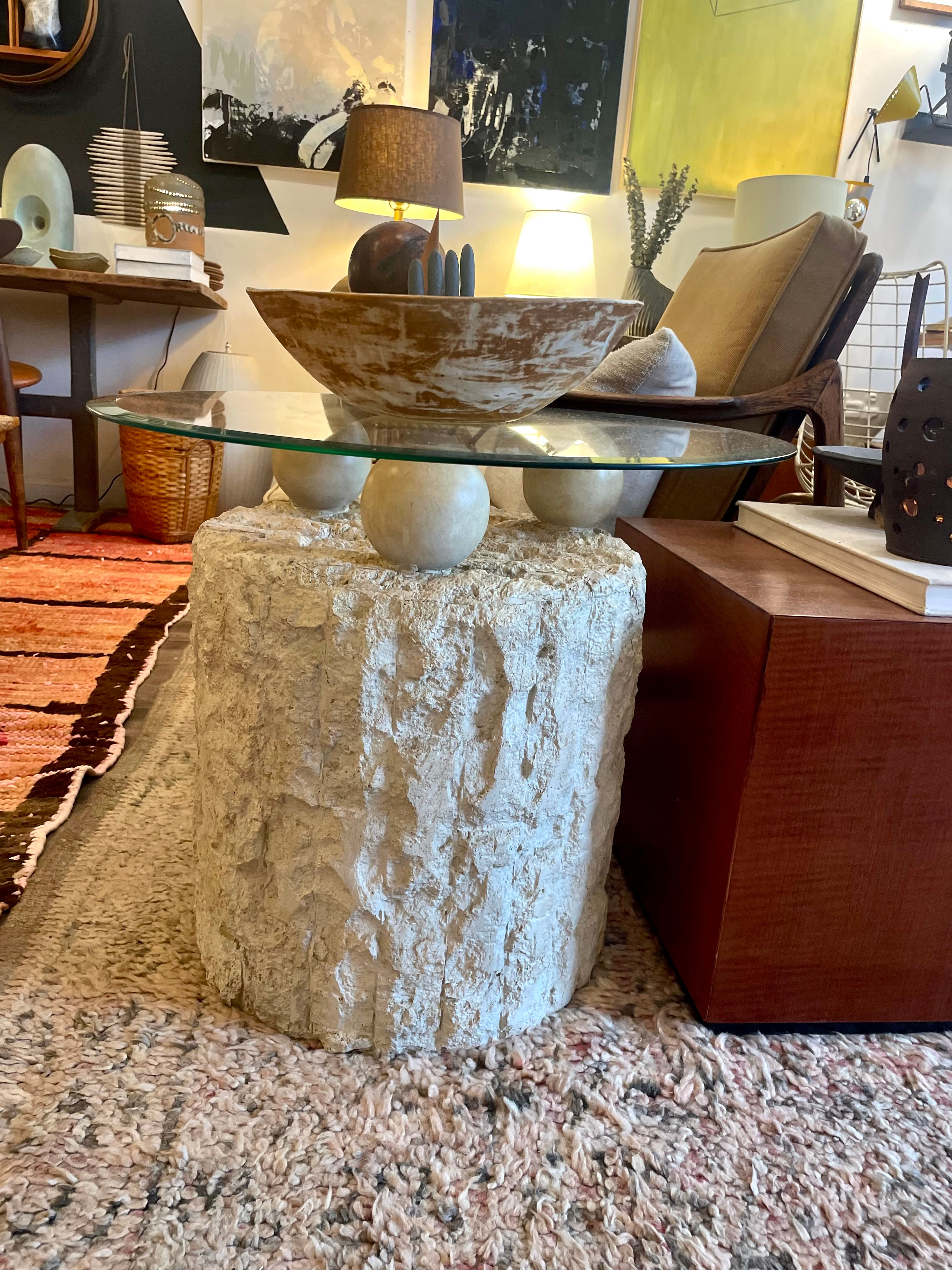 1980's Tessellated Spheres and Mactan Stone Side Table