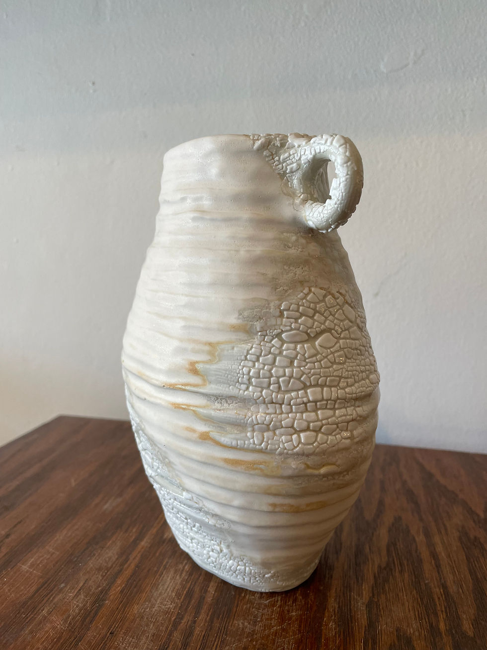 Thumbnail: White mini Crackle Vase by Clare Fawn